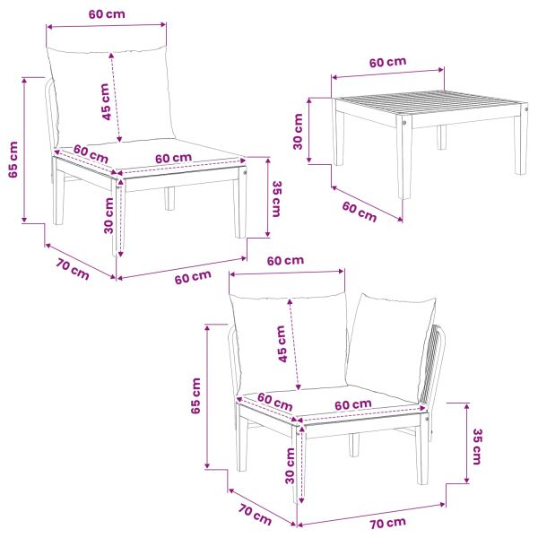 7 бр. Солидно акациево дърво и въже Натурално