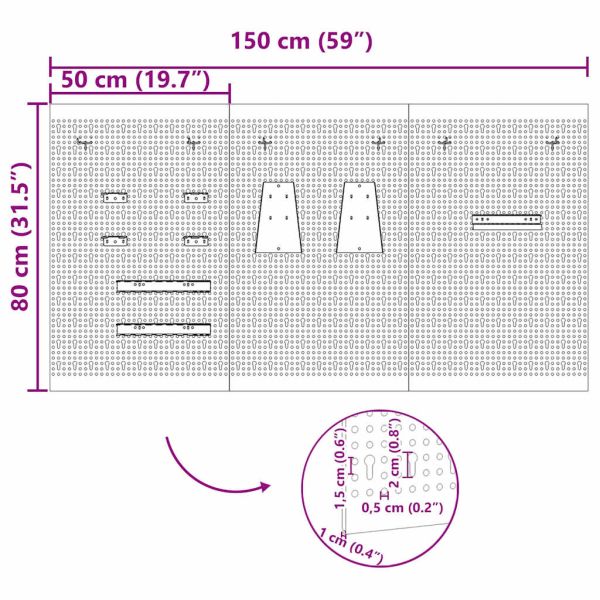 Панел за инструменти 3 бр. Сив 150 x 1 x 80 см