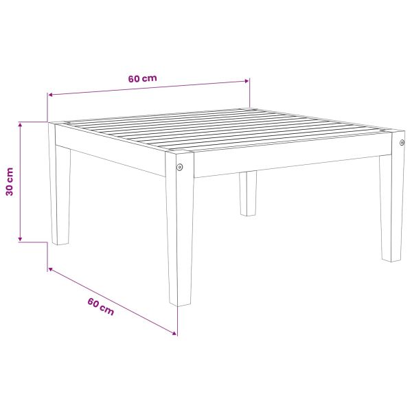 Градинска маса Солидно акациево дърво Натурално 60 x 60 x 30 cm