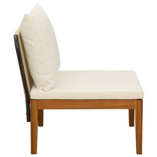Градинен среден диван с възглавници Натурално