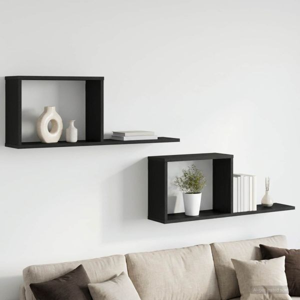 Плаващи рафтове 2 бр. Черен дъб 80 x 15 x 30 см