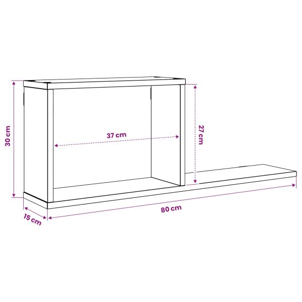 Плаващи рафтове 2 бр. Черен дъб 80 x 15 x 30 см