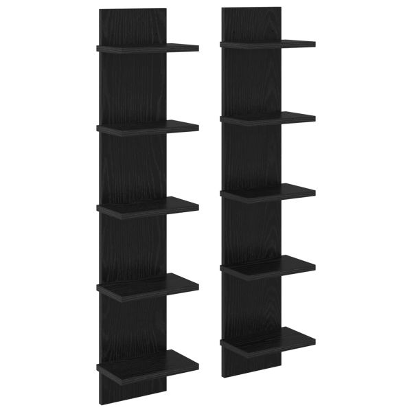 Стенен рафт 2 бр. Черен дъб 22 x 15 x 100 см