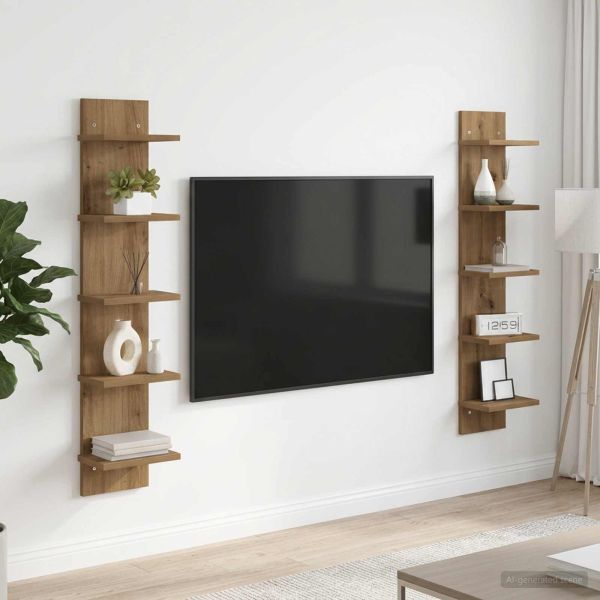 Стенен рафт 2 бр. Дъб артизан 22 x 15 x 100 см