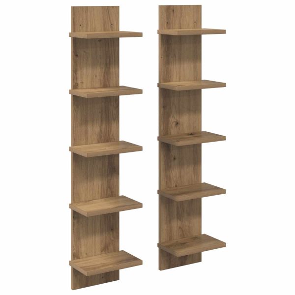 Стенен рафт 2 бр. Дъб артизан 22 x 15 x 100 см