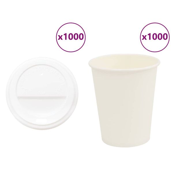 хартиени чаши за кафе с капачки 1000 бр. 8oz 200ml