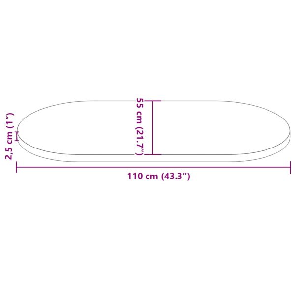 Плот за маса 110x55x2,5 см, масивна дървесина, бор, овален