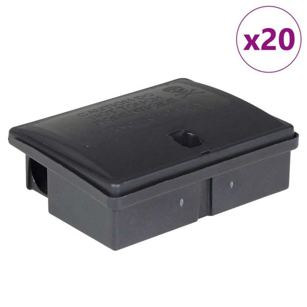 капани за мишки 20 бр. черни 13x10x4 cm