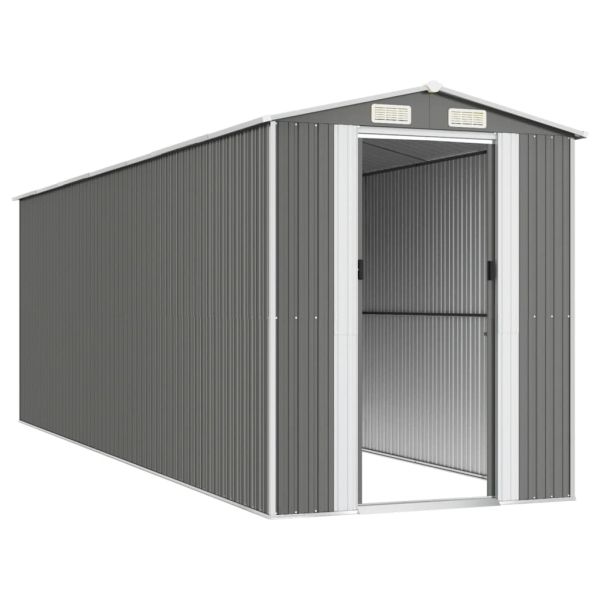 Градинска барака светлосива 192x606x223 см поцинкована стомана