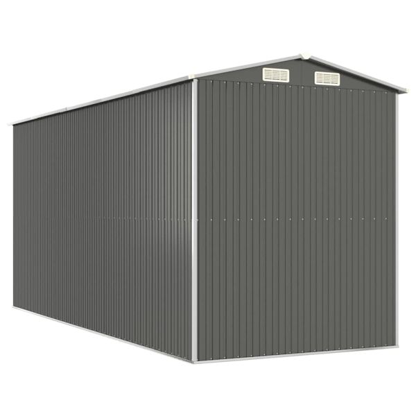 Градинска барака светлосива 192x440x223 см поцинкована стомана