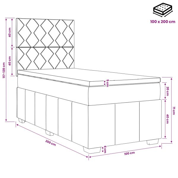 LED легло с матрак с LED ленти Черно 100 x 200 cm Текстил