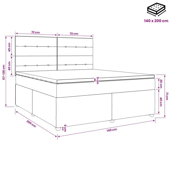 LED легло с матрак с LED ленти Синьо 140 x 200 cm Кадифе