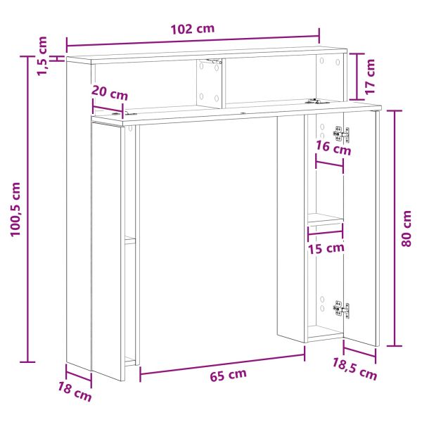 Рамка за камина Черен дъб 102 x 18 x 100,5 см
