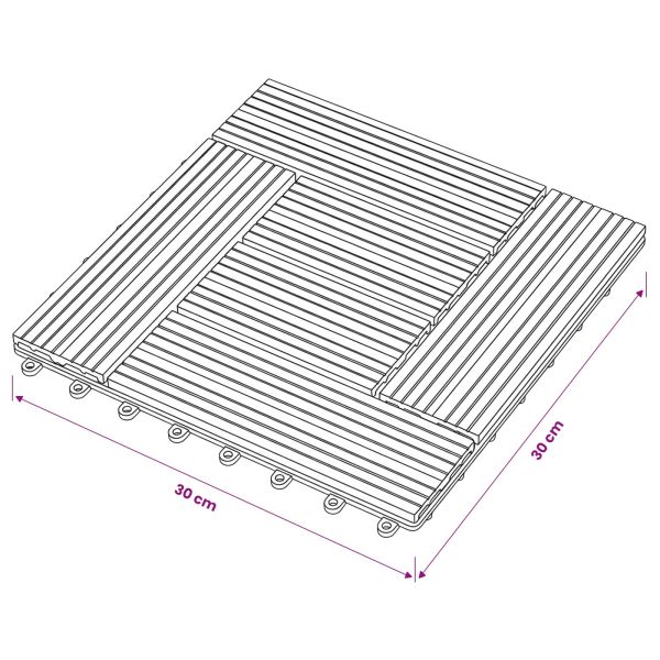 Плочка за decking 11 бр. Сиво 30 x 30 cm WPC