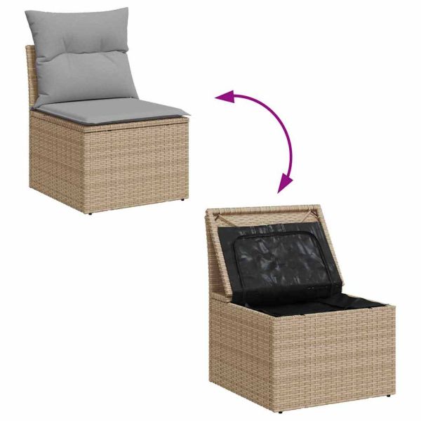 Градински Софа Комплект 6 бр. Бежово полиратан