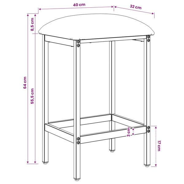 Бар стол 2 бр. Синьо 40 x 32 x 64 см Инженерна дървесина