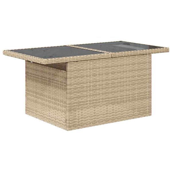 Градински диван с възглавници, 8 части, бежов полиратан