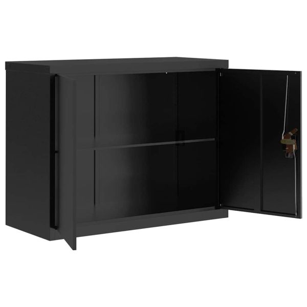 Шкаф за папки черен 90x40x70 см стомана