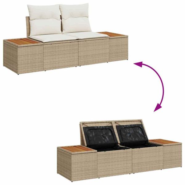 Градински Софа Комплект 10 бр. Бежово Полиратан