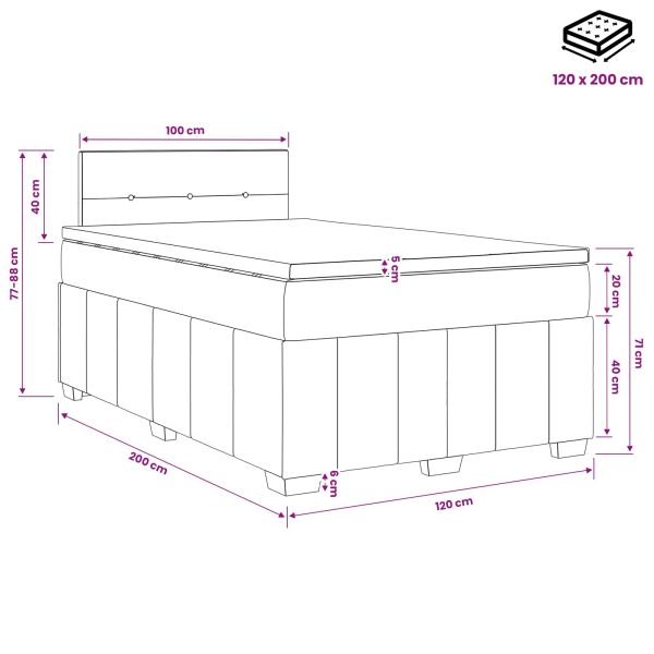 Континентално легло с матрак Синьо 120 x 200 cm Текстил