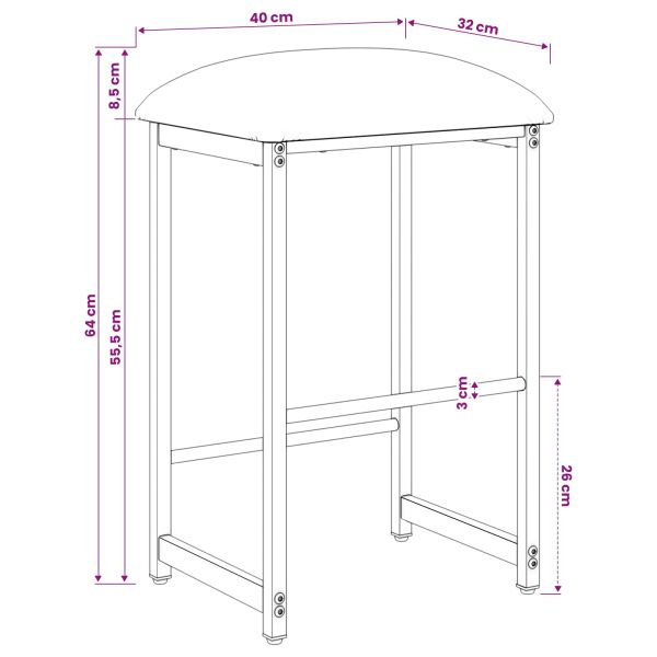 Бар стол Черно 40 x 32 x 64 см Инженерна дървесина