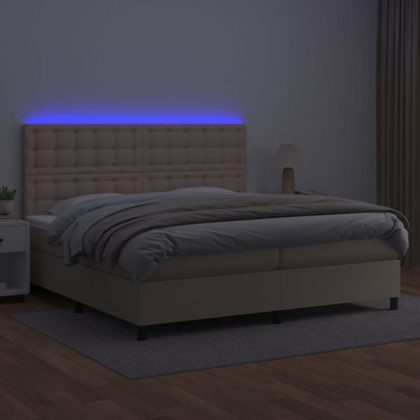 Боксспринг легло с матрак LED капучино 200x200 см