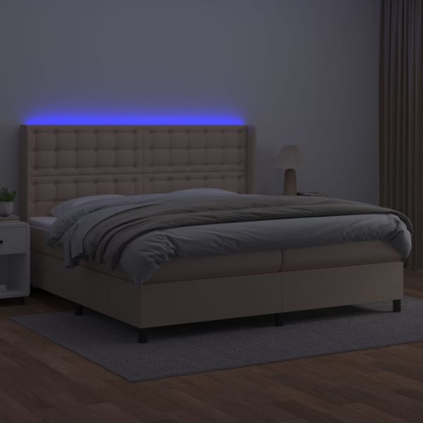 Боксспринг легло с матрак LED капучино 200x200 см