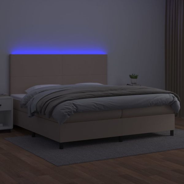 Боксспринг легло с матрак LED капучино 200x200 см