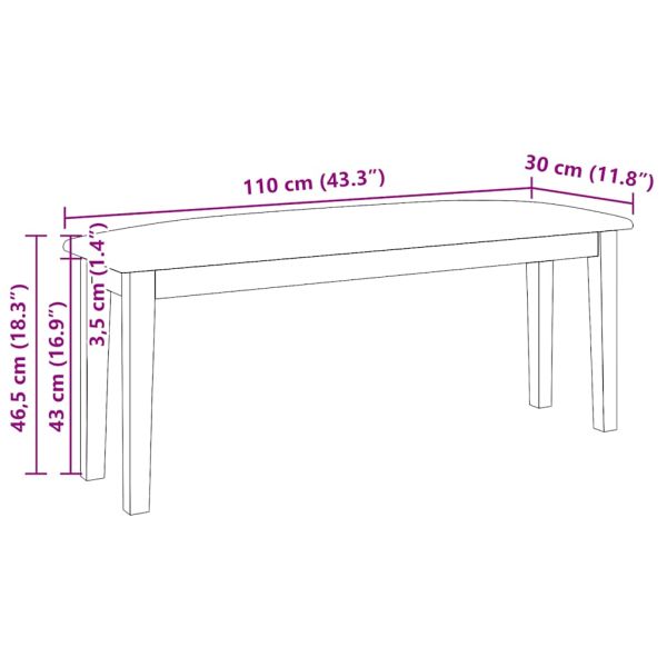 Пейка 110 cm Масивна дървесина Гума