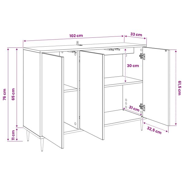 Служебен шкаф ESSEN Черен дъб 102 x 33 x 76 см
