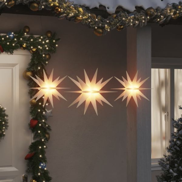 Коледни лампи с LED, 3 бр, сгъваеми, бели