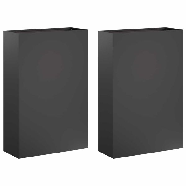 Градинска саксия 2 бр. Черно 40 x 20 x 75 см