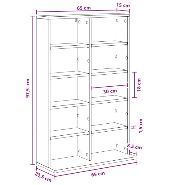 Кабинет за CD Опушен дъб 65 x 23,5 x 97,5 см