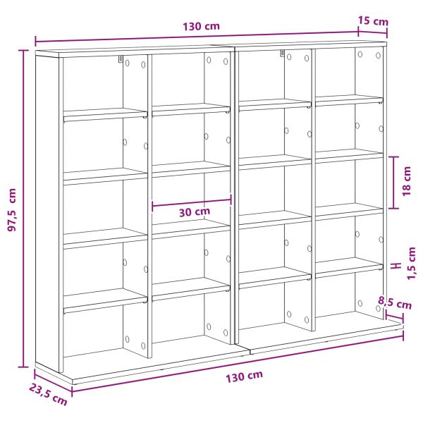 Кабинет за CD 2 бр. Опушен дъб 65 x 23,5 x 97,5 см