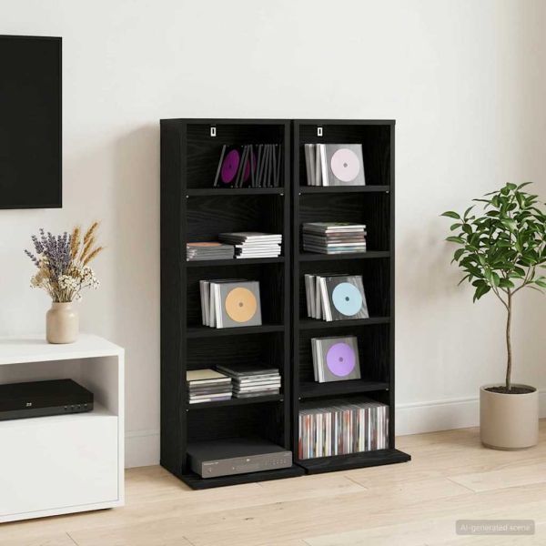 Кабинет за CD 2 бр. Черен дъб 33 x 23,5 x 97,5 см