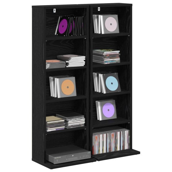 Кабинет за CD 2 бр. Черен дъб 33 x 23,5 x 97,5 см