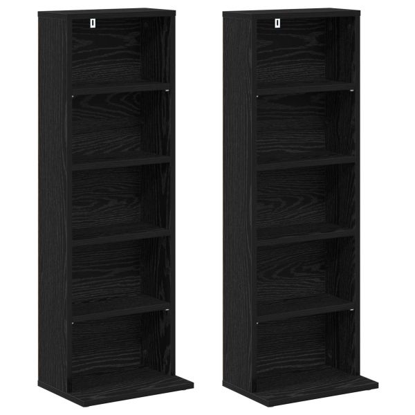 Кабинет за CD 2 бр. Черен дъб 33 x 23,5 x 97,5 см