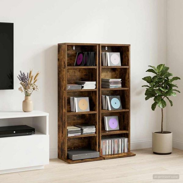 Кабинет за CD 2 бр. Опушен дъб 33 x 23,5 x 97,5 см