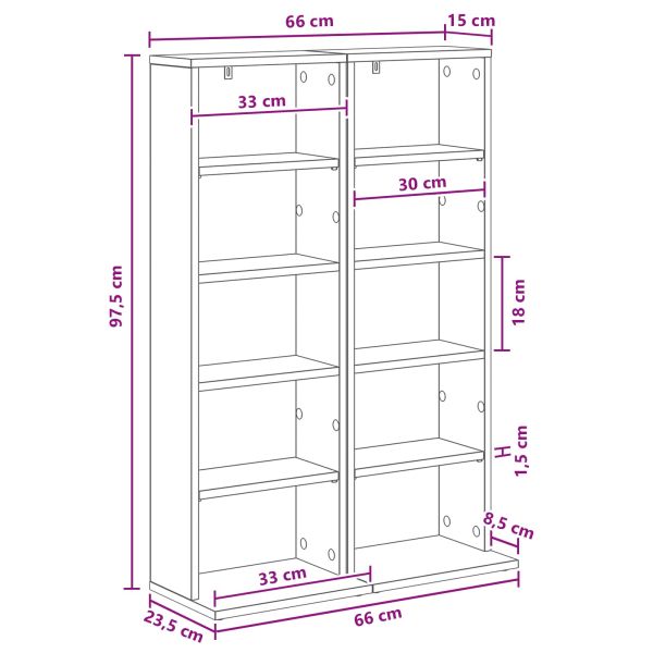 Кабинет за CD 2 бр. Опушен дъб 33 x 23,5 x 97,5 см