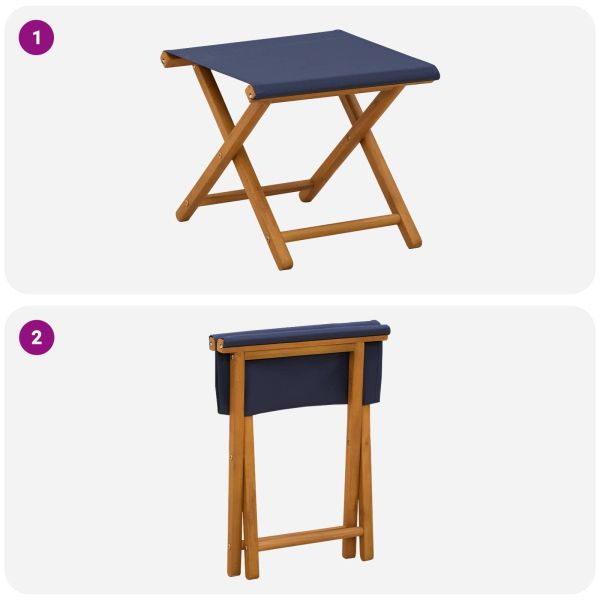 Шезлонг 2 pcs Плътно евкалиптово дърво Синьо