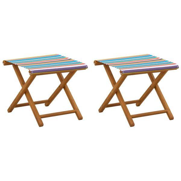 Шезлонг 2 pcs Плътно евкалиптово дърво Многоцветен