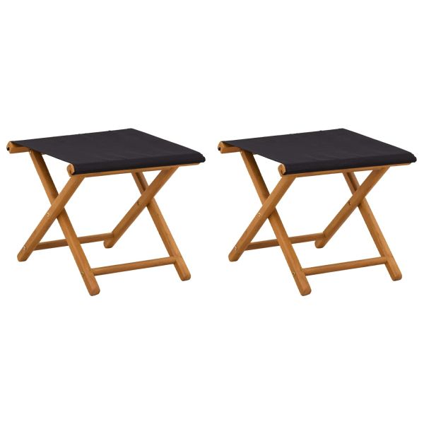 Шезлонг 2 pcs Плътно евкалиптово дърво Черно