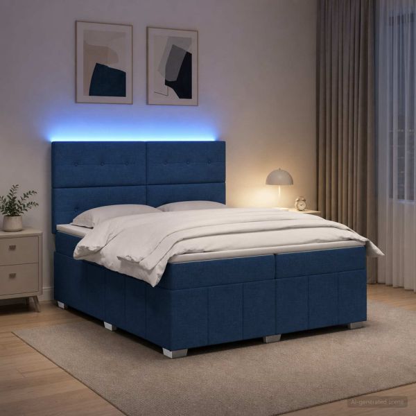LED легло с матрак с LED ленти Синьо 200 x 200 cm Текстил
