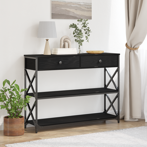 Конзолна маса Черен дъб 100 x 28 x 75 см