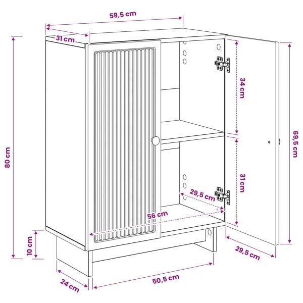 Шкаф за баня EDE Опушен дъб 59,5 x 31 x 80 см