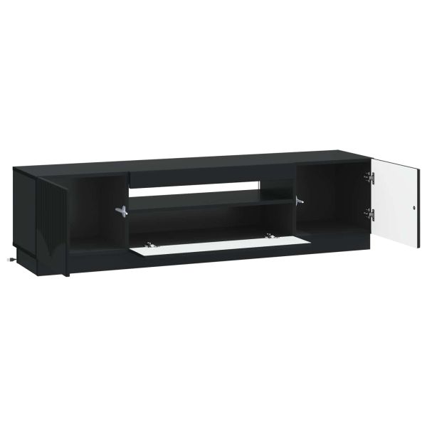LED телевизионен кабинет Черно Инженерна дървесина