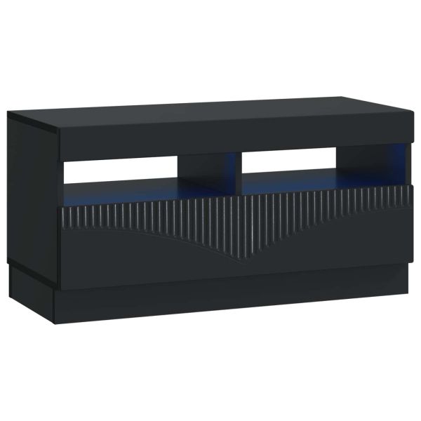 LED телевизионен кабинет Черно Инженерна дървесина