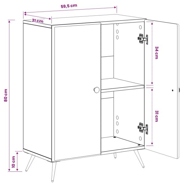 Шкаф за баня BREDA Опушен дъб 59,5 x 31 x 80 см