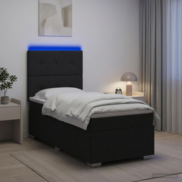 LED легло с матрак с LED ленти Черно 90 x 190 cm Текстил