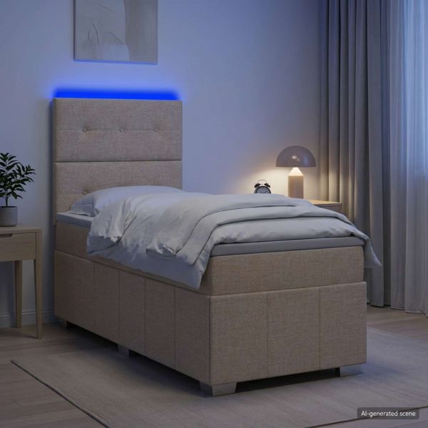 LED легло с матрак с LED ленти Кремаво 90 x 200 cm Текстил